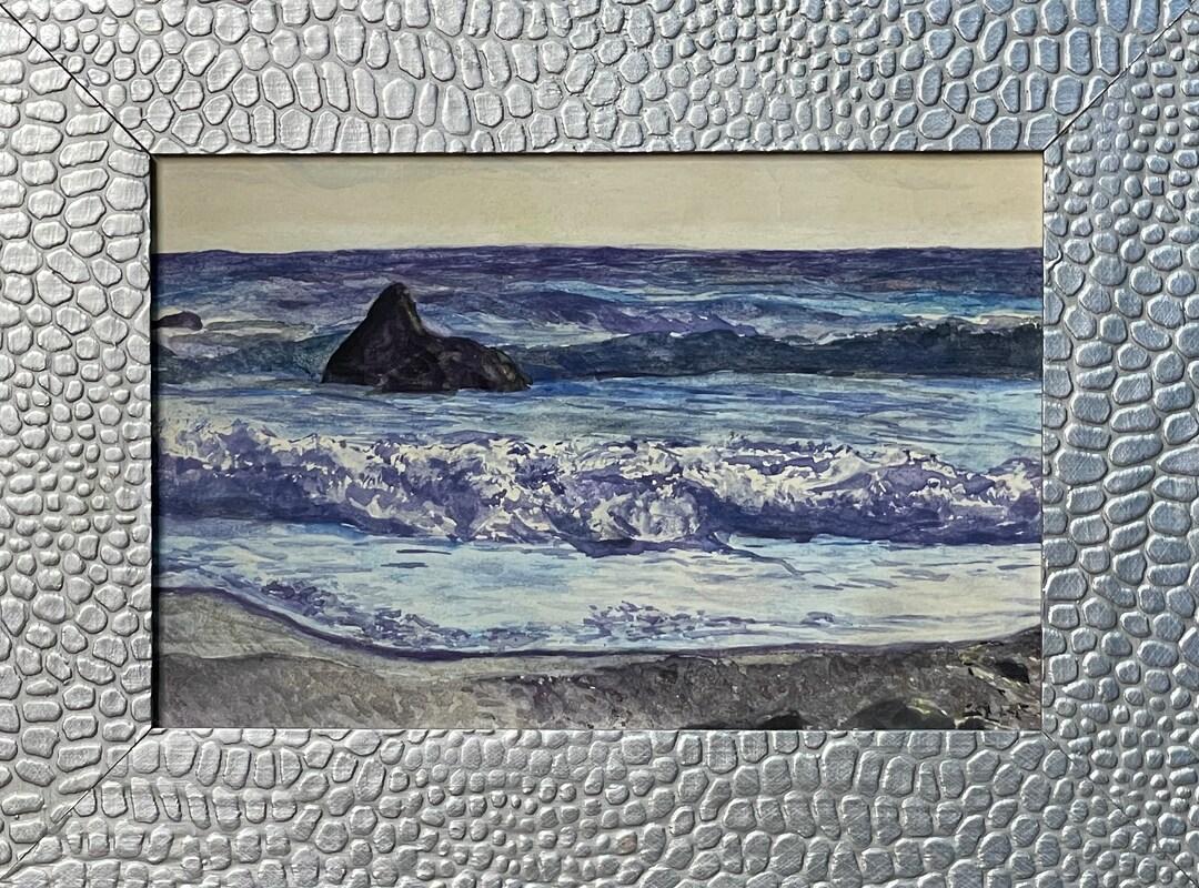 鮮やかな水彩画「海の波」、ソビエトウクライナのアーティストによる