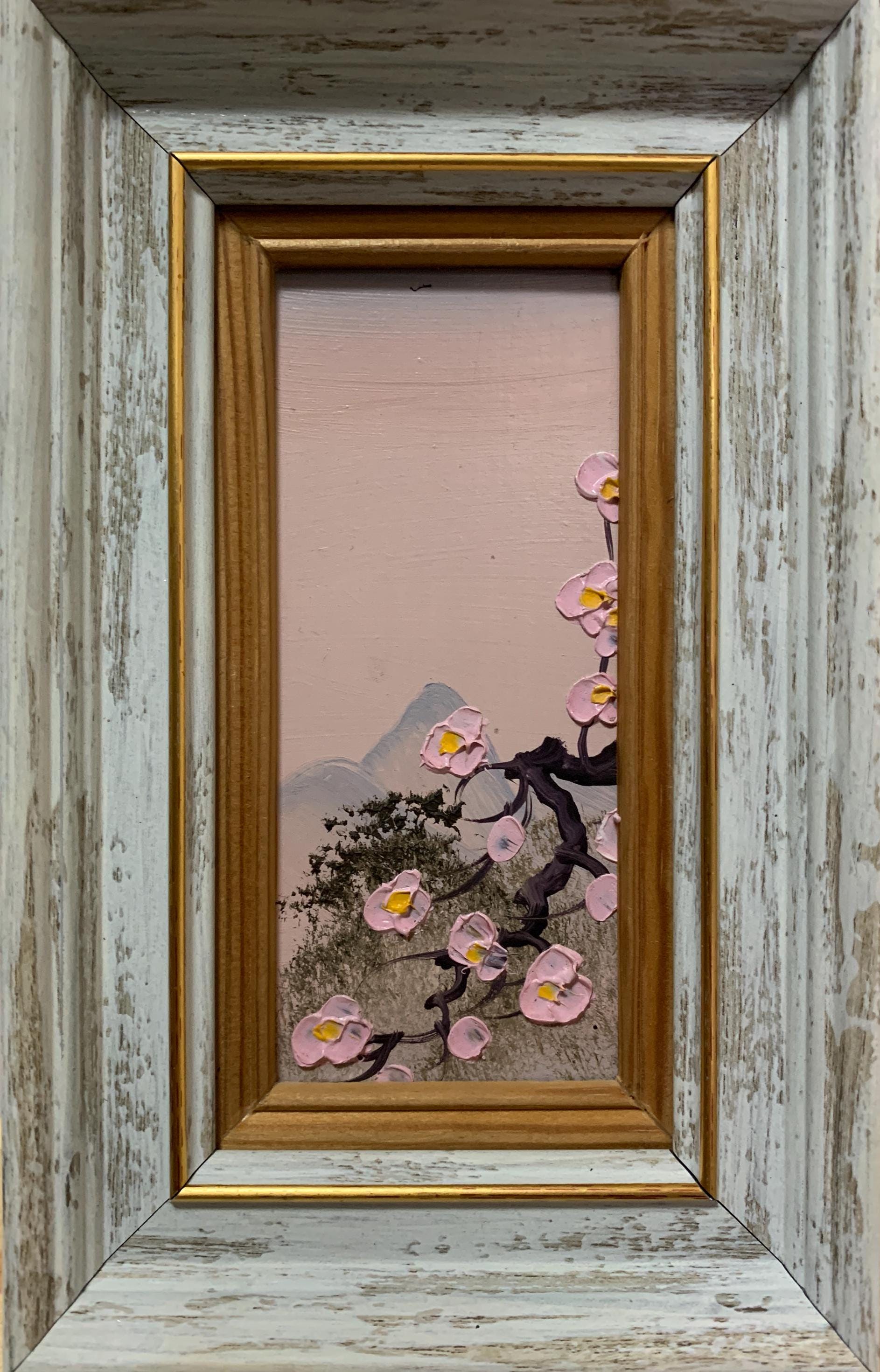 Vintage Japanese Cherry Blossom Oil Painting, Ukrainian Artist