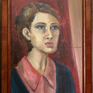 Ivanko, brillante cuadro de vanguardia "Retrato de una niña", pintura al óleo original del artista ucraniano soviético, en un marco elegante, único en su tipo