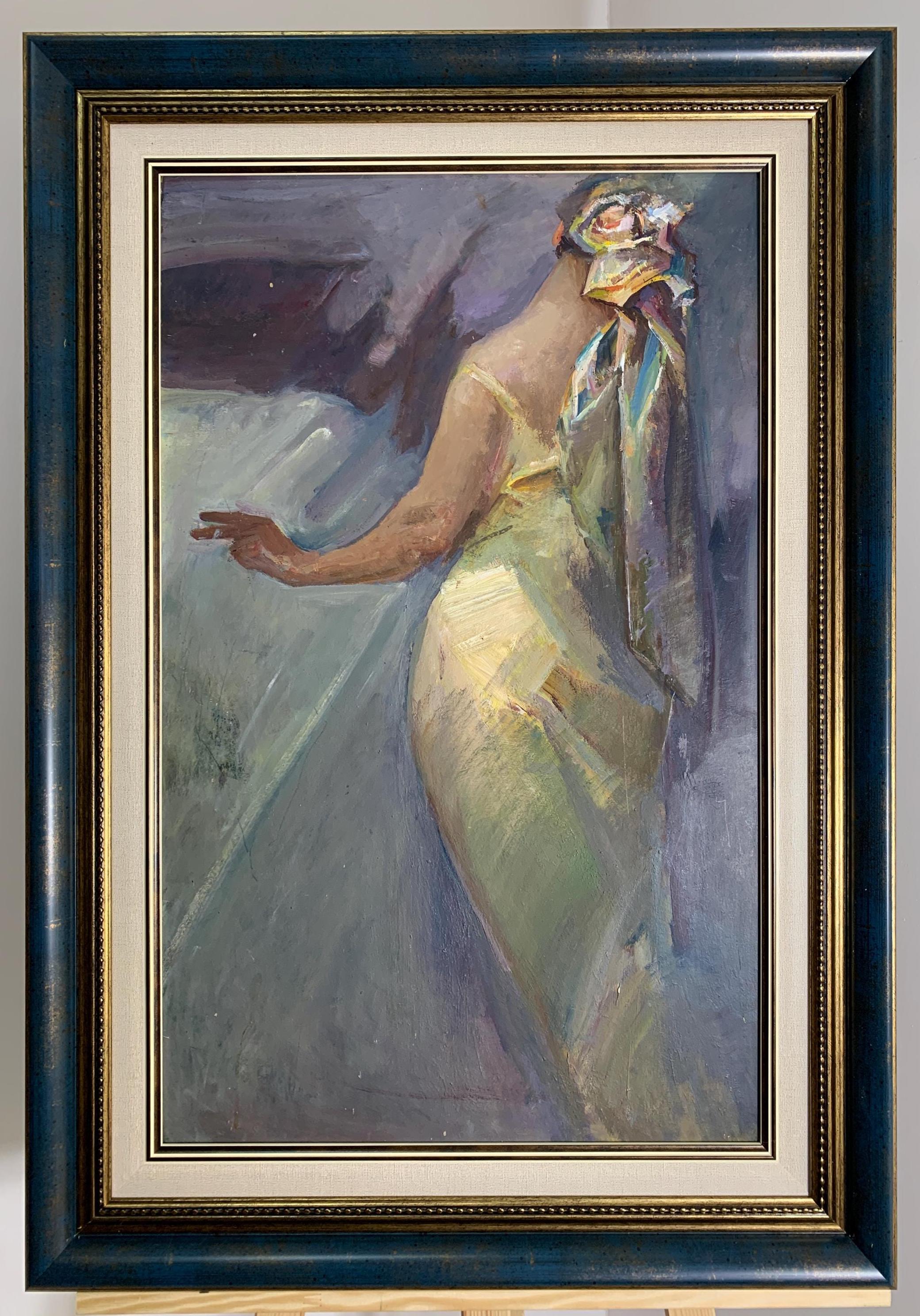 美術品・アンティーク・コレクション 印象派風 油彩画 女性のシルエット
