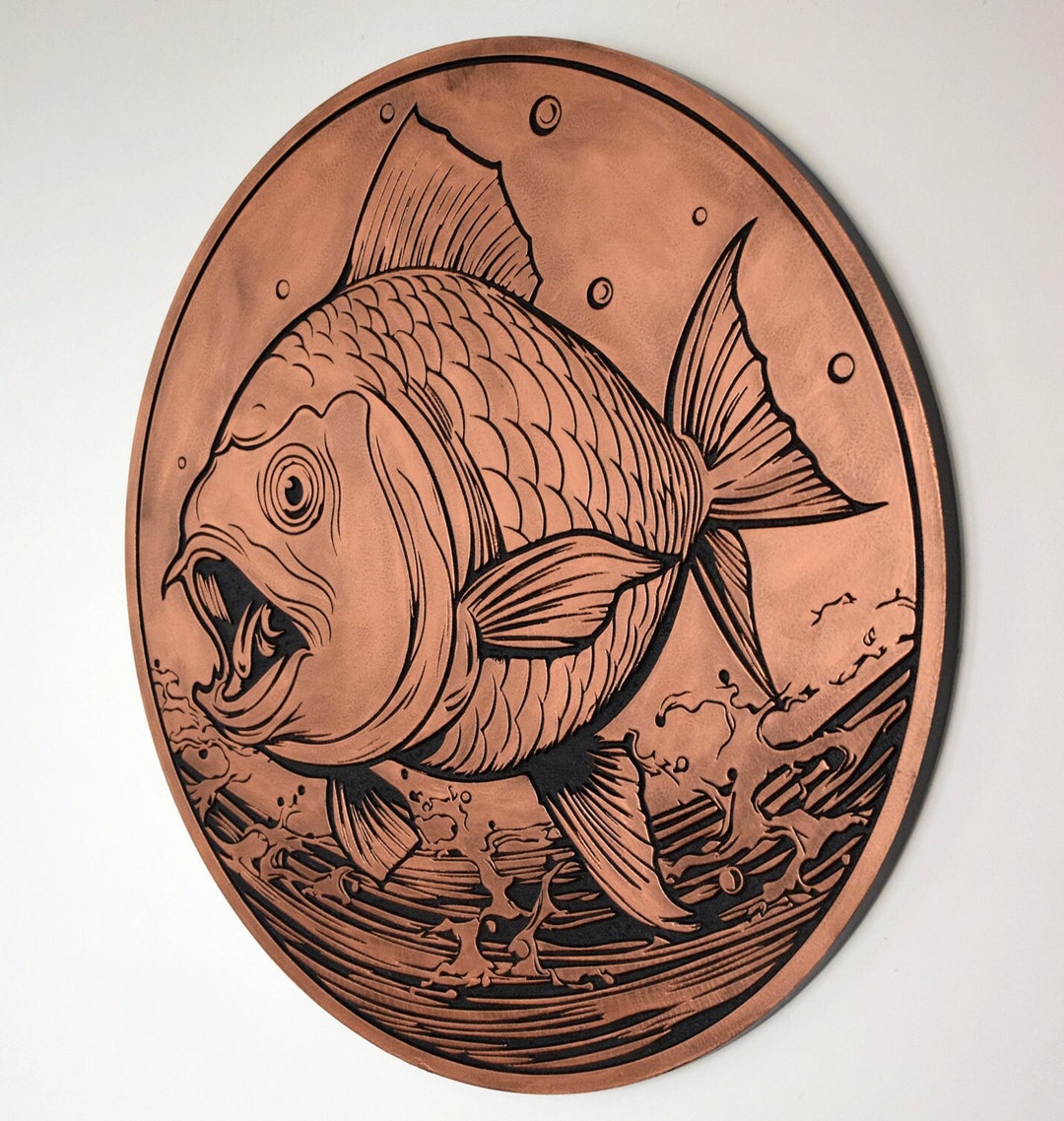 Modern Metallic Fish Wall Art Wood Sculpture With Stunning - Etsy