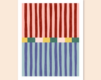 Euro Chic Colorful Stripe Art Print | Trendy Abstract Lines Wall Decor