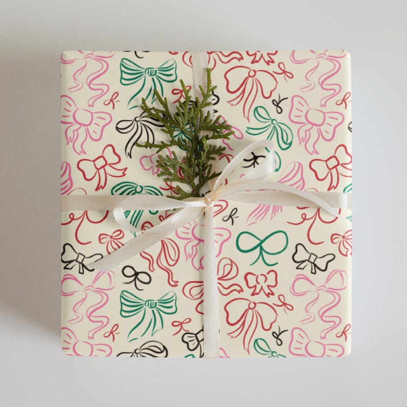 Illustrated Bows & Ribbon Wrapping paper sheets