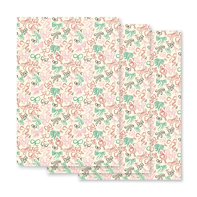 Illustrated Bows & Ribbon Wrapping paper sheets