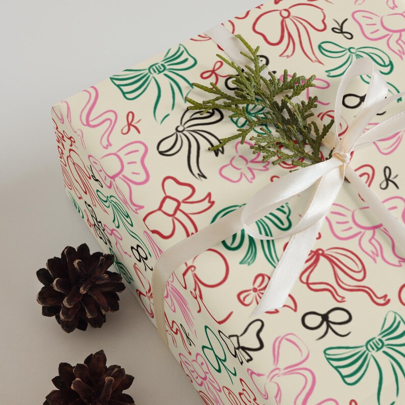 Illustrated Bows & Ribbon Wrapping paper sheets