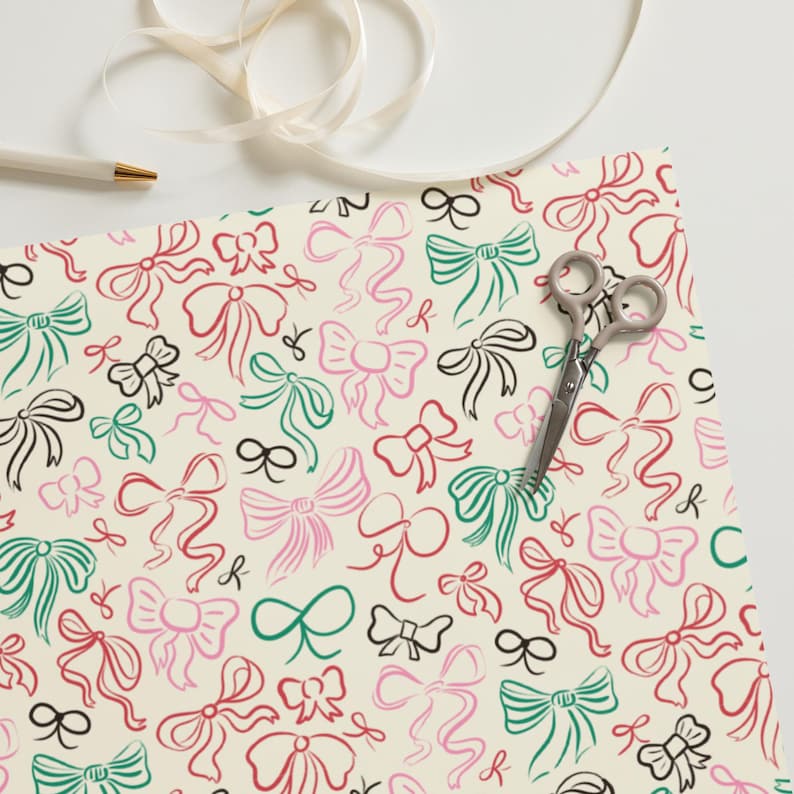 Illustrated Bows & Ribbon Wrapping paper sheets