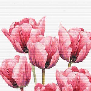 Gráfico de ponto cruz – Buquê de tulipas realistas. Compatível com PK, arquivo PDF, cruz simples, diagramas claros, padrão de crochê, tapeçaria simples.