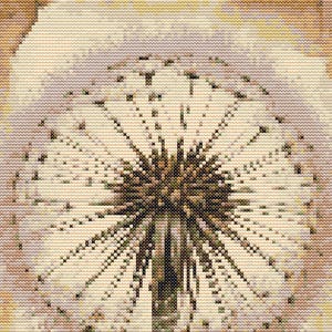 Gráfico de ponto cruz – Relógio dente-de-leão.Fundo vintage. Pattern Keeper,arquivo PDF,cruz simples,diagramas claros,padrão de crochê,tapeçaria simples