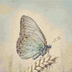 Gráfico de ponto cruz Borboleta em uma espigueta. Para todos os níveis. Compatível com Pattern Keeper, arquivo PDF, diagramas claros, padrão de crochê, tapeçaria simples