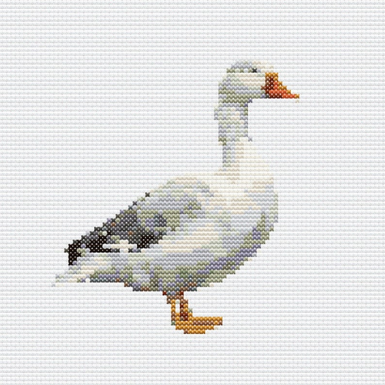 Goose Graph Pattern Cross Stitch Chart – Minimalistic Design of a Goose Just Standing There ...