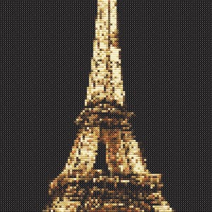 Gráfico de ponto cruz – Torre Eiffel brilhante. Compatível com Pattern Keeper, arquivo PDF, cruz simples, diagramas claros, padrão de crochê, tapeçaria simples