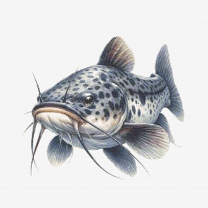Gráfico de ponto cruz – Peixe-gato synodontis Featherfin. Peixe com bigode. PK, arquivo PDF, cruz simples, diagramas claros, padrão de crochê, tapeçaria simples