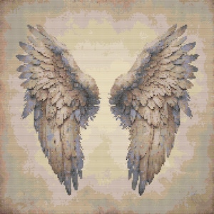 Gráfico de ponto cruz – Divine wings vintage. Adequado para Pattern Kipper, arquivo PDF, cruz simples, diagramas claros, padrão de crochê, tapeçaria simples