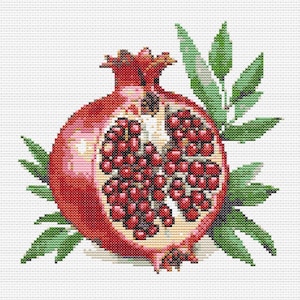 Kreuzstichvorlage - Granatapfelzweig, Winterfrüchte, Academia, PDF-Datei, sofort-Download