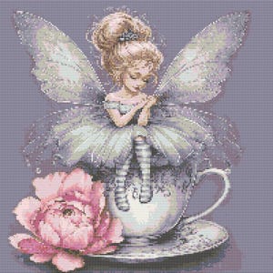 Pixie Girl Cross Stitch Pattern Whimsical Fairy Embroidery Chart Cute Fantasy Character Needlepoint Easy Magical Decor Needlework Hobby  Art