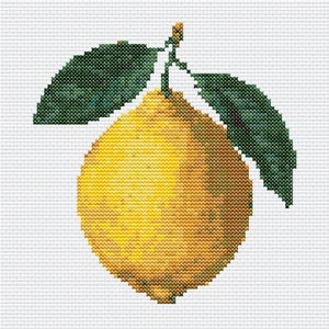 Gráfico de ponto cruz – uma composição de limão, design de arquivo PDF de frutas italianas softcore, download instantâneo, padrão de crochê, tapeçaria simples