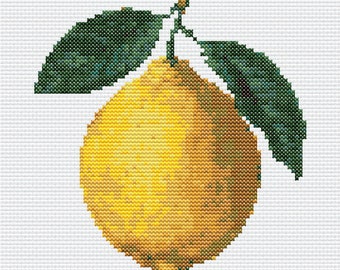 Kruissteekkaart: een citroencompositie, softcore Italiaans fruit pdf-bestandsontwerp, instant download, haakpatroon, eenvoudig wandtapijt