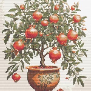 Diagrama de punto de cruz – Granado. Granos rojos. Hermoso jardín, archivo PDF, punto de cruz sencillo, diagramas claros, patrón de crochet, tapiz sencillo