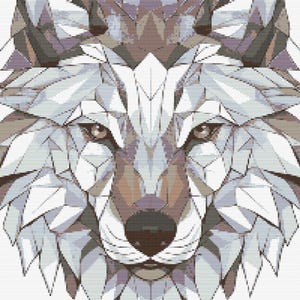 Gráfico de ponto cruz – Wolf Head. Geométrico. Todos os níveis. Compatível com PK, arquivo PDF, cruz simples, diagramas claros, padrão de crochê, tapeçaria imple