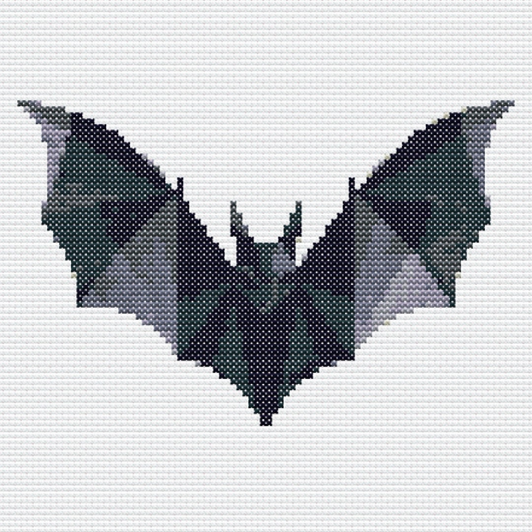 Cross Stitch Chart – a Minimalistic Design of a Bat, Symbol of Gotham ...