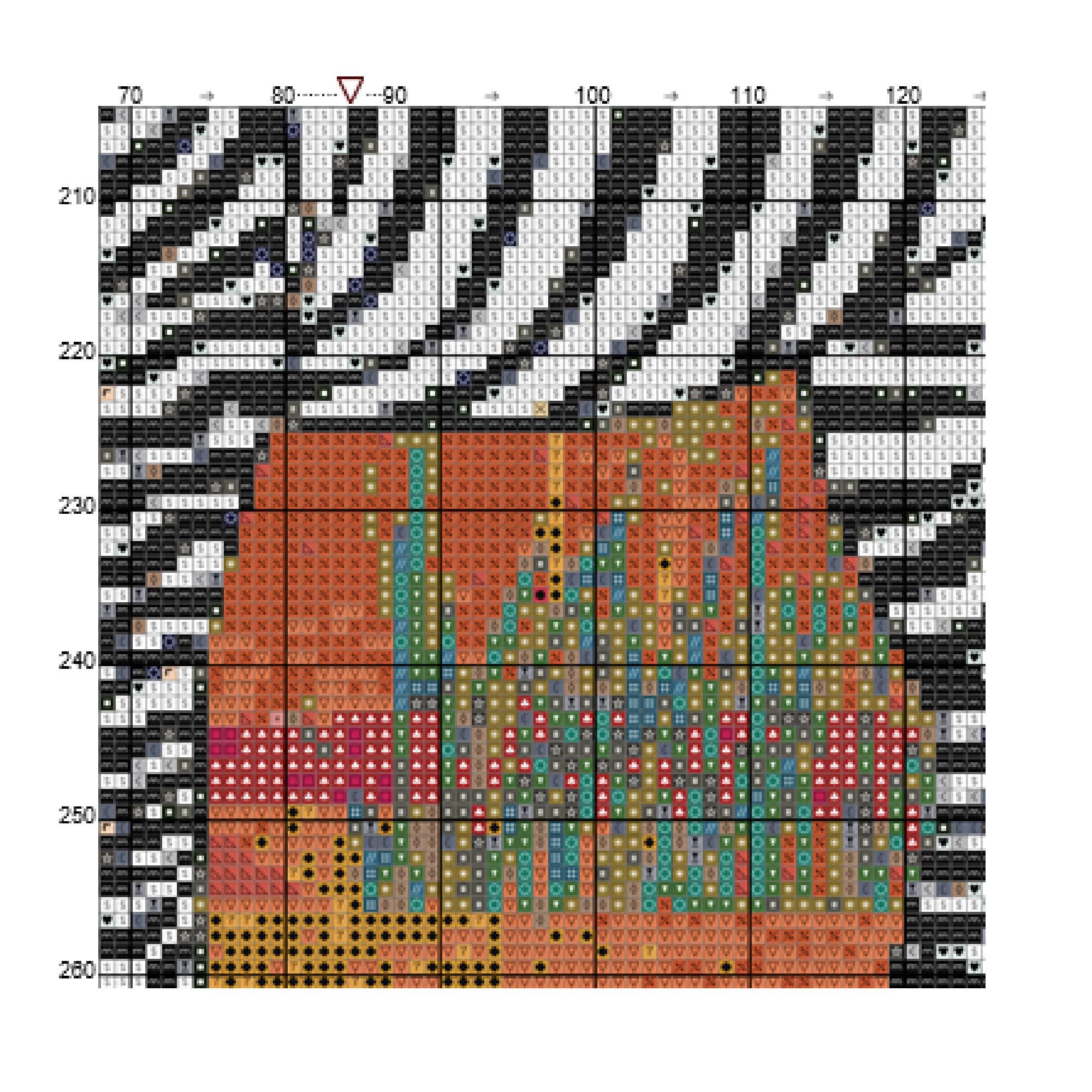 Cross Stitch Chart – Zebra on a Bright Background. Mountains