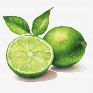 Gráfico de ponto cruz – Verde-limão realista. Ideal para iniciantes. Compatível com PK, arquivo PDF, ponto cruz simples, diagramas claros, padrão de crochê, tapeçaria simples.