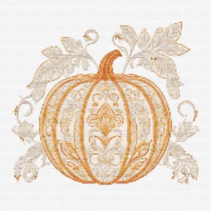 Gráfico de ponto cruz – design de abóbora floral estilo boho, halloween, ação de graças, arquivo PDF, download instantâneo, padrão de crochê, tapeçaria simples