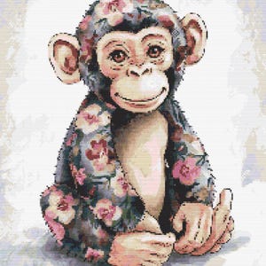 Gráfico de ponto cruz – Patchwork de macaco. Imitação de remendos. Padrão floral, arquivo PDF, cruz simples, diagramas claros, padrão de crochê, tapeçaria simples
