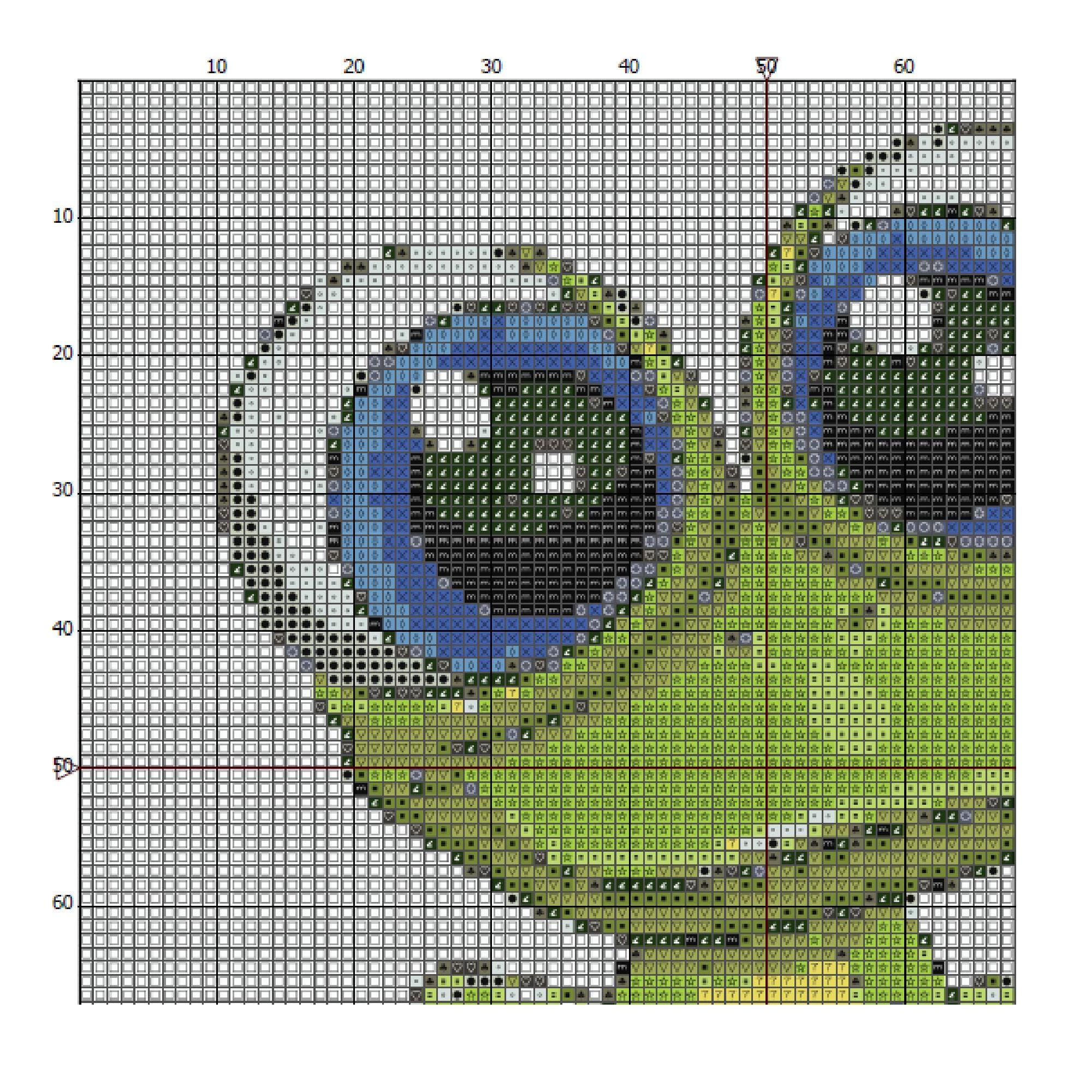 Cross Stitch Chart – Green Cartoon Frog. for Beginners. PK Compatible ...