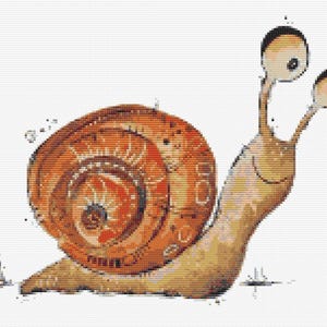 Gráfico de ponto cruz – Caracol de desenho animado. Fácil para iniciantes. Compatível com PK, arquivo PDF, cruz simples, diagramas claros, padrão de crochê, tapeçaria simples