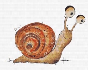 Cute Snail Cross Stitch Pattern Keeper Funny Bug Wall Decor Shell Animal Counted Needlepoint Chart Download PDF Nursery Room Art Aida Gift