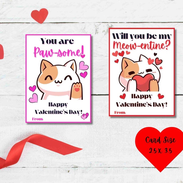 Cat Valentine | Cat Valentine's Cards Kids | Cat VDay Card | Printable Cat Valentine's Day Cards | Cat Valentines Cards