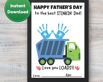 Garbage Truck Hand Print Father's Day Keepsake Digital Download