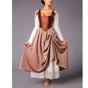 Vestido medieval Mujer Manga larga Maxi Robe Vintage Hada Elfo Vestido  Renacimiento Celta Vikingo Gótico Ropa Fantasía Vestido de baile