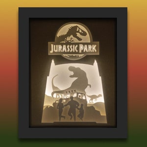 Jurassic Park - Boîte lumineuse en papier découpé