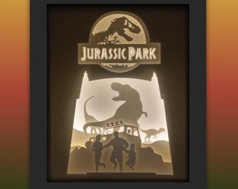 Jurassic Park - Papier gesneden lichtbak