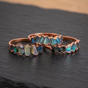 Bague abalone naturelle  — création similaire —| Abalone ring massive Copper or pure solid silver electroplated
