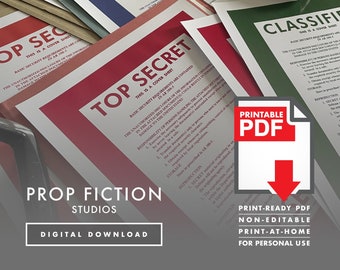 Top Secret 1960s Cover Sheet Set: Printable PDFs - Set of 6 Prop Secret File Cover Sheets - Printable PDFs / Digital Downloads