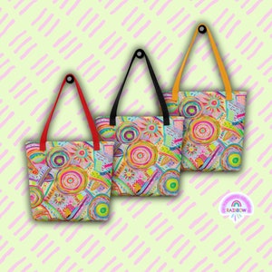 Sommer Sorbet Einkaufstasche • Schultertasche • Stark und langlebig • Abstrakte Kunst • Regenbogen Einkaufstasche • Geschenk für Sie • Große bunte Tragetasche