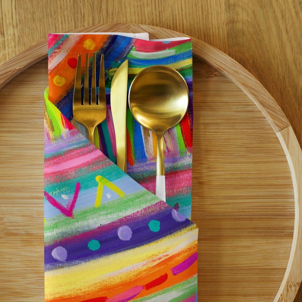 Rainbow Connection Cloth Napkin Set of 4 • Colourful Napkins • Art Napkins • Dinner Napkins • Set Of 4 Napkins • Serviettes • Original Art