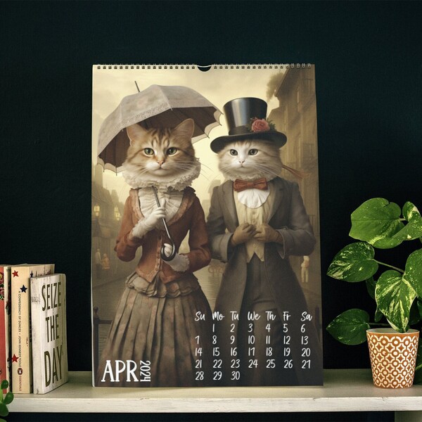 Men and Cats Calendar Etsy