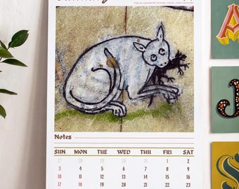 Wall calendar 2027 - US&CA version - hilarious medieval cat paintings calendar for cat lovers