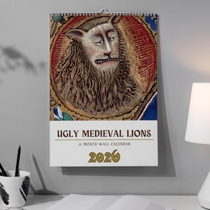 Funny Medieval Lion Paintings 2026 Wall Calendar - US & CA