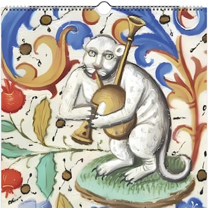 Wall calendar 2026 - US&CA version - funny medieval cat paintings calendar for cat lovers, bestfriends for Christmas, cat and pet calendar