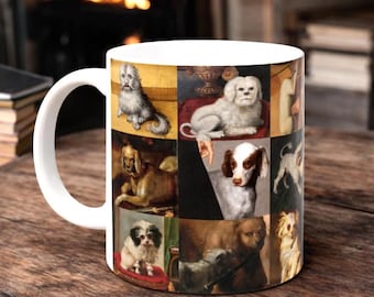 Funny Renaissance and Medieval Dogs Portraits Mug | Collage Ceramic Mug