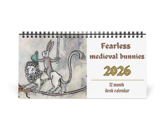 Funny mediaval rabbit paintings calendar - EU, UK version - Wall calendar 2026