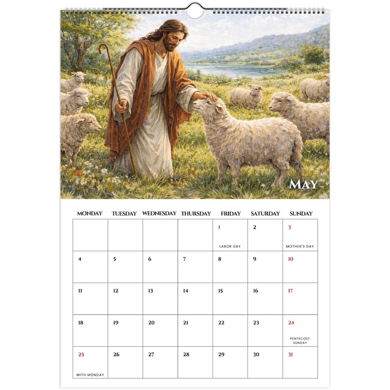 12 Month With Jesus Wall Calendar 2026 EU & UK - Christian Wall ...