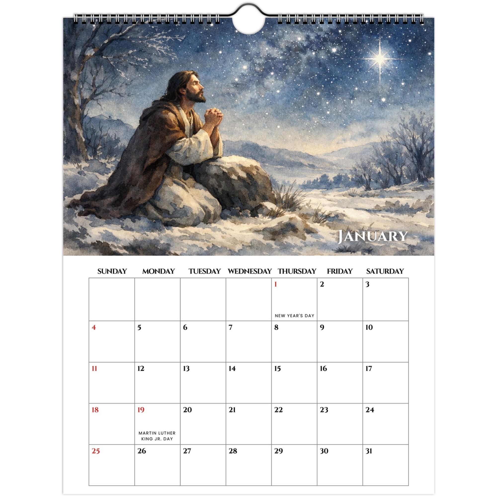 12 Month With Jesus Wall Calendar 2026 US, CA - Christian Wall Calendar ...