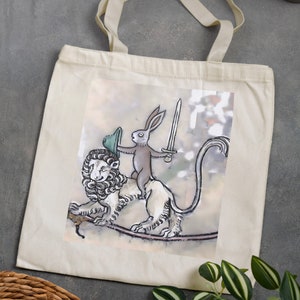 Sac fourre-tout médiéval amusant en toile de coton avec lapin, respectueux de l'environnement, meme portrait de lapin laid, école, sac à dos, shopping, pliable, excellent cadeau pour