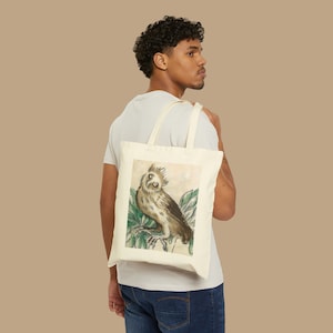Sac fourre-tout en toile de coton hibou médiéval amusant, respectueux de l'environnement, meme portrait de chouette chouette, école, sac à dos, shopping, pliable, excellent cadeau pour ...